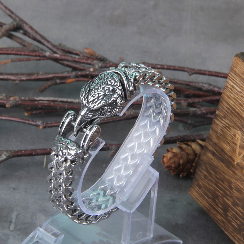 Ouroboros Viking Bracelet - Norse Jewelry - Stainless Steel - Dragon Bracelet