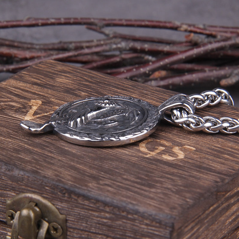 Norse Raven Viking Necklace - Stainless Steel - Odins Raven Necklace - Viking Jewelry - Runic Raven Necklace