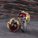 Dragon Slayer Ring - Viking Jewelry -Norse Jewelry-Stainless Steel-Red Stone-Men Women-Viking Ring 