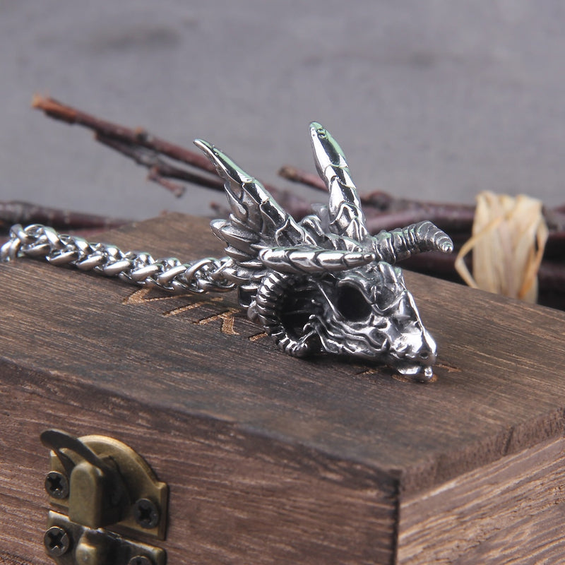 Dragon Head Necklace - Stainless Steel - Viking Necklace - Norse Necklace - Viking Jewelry