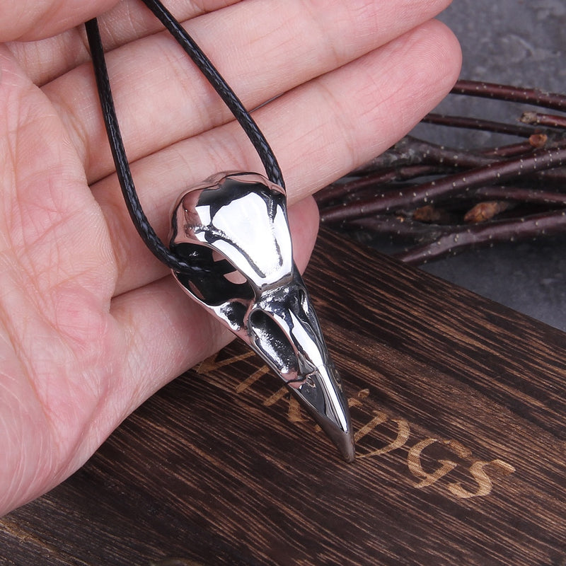 Mini Raven Skull Necklace Stainless steel Replica Raven Magpie Crow Poe Steampunk Gift Idea Zombie Gift