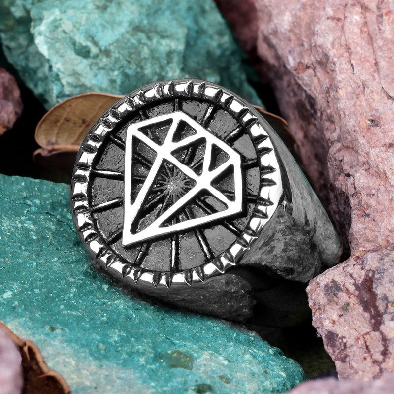 Diamond Design Mens Viking Rings -Viking Ring - Viking Wedding Rings - Viking Jewelry - Stainless Steel
