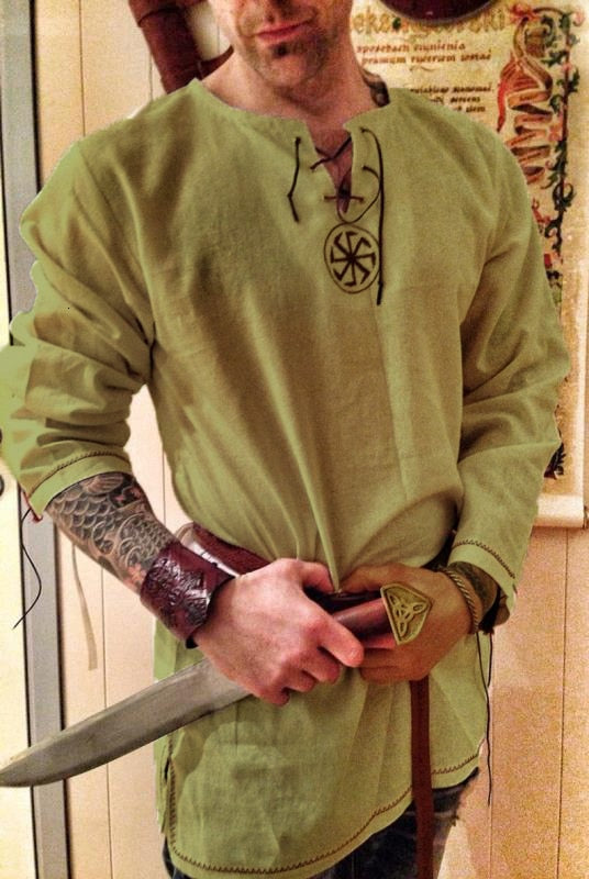 Viking Clothing - Viking Shirt - Viking Tunic - Viking Clothes -Viking Men's Cotton Linen Shirt Long Sleeve