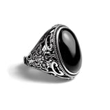 Black Onyx Sterling Silver Viking Wedding Rings - Mens Viking Rings - Viking Wedding Bands - Viking Ring 