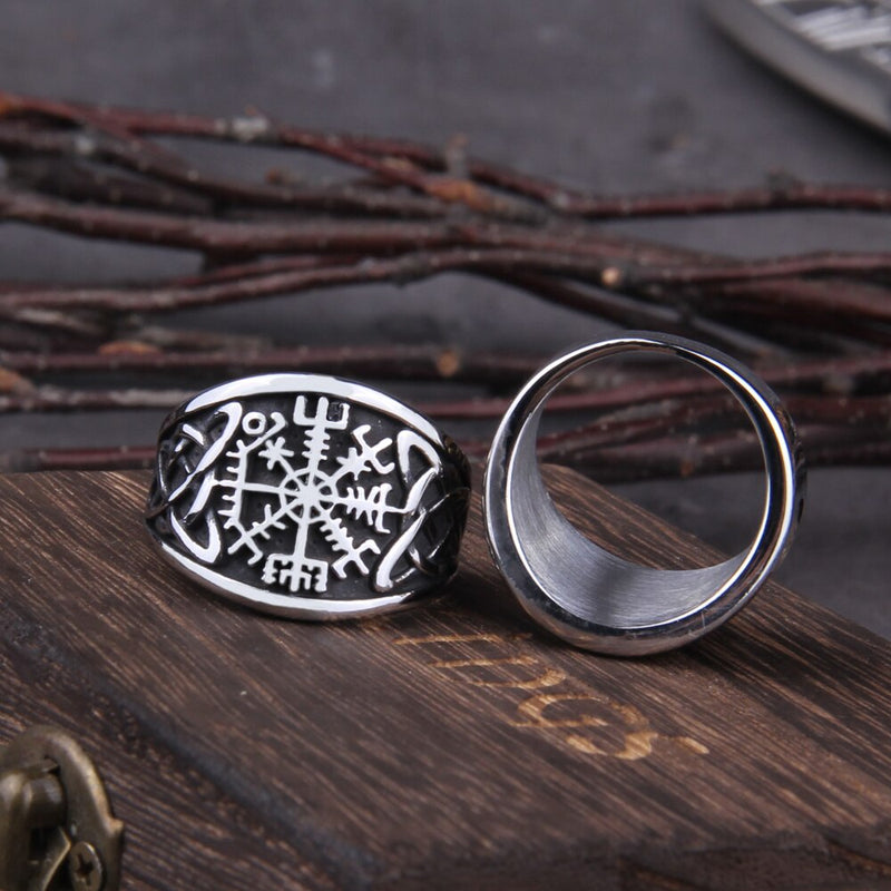 Vegvisir Runic Viking Ring - Norse Ring - Mens Viking Rings - Viking Wedding Rings - Compass Ring