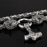 Thors Hammer Necklace - Mjolnir - Fenrir Norse Wolf Viking Necklace - Viking Jewelry