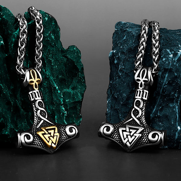 Thors Hammer Necklace - Mjolnir - Valknut Viking Necklace - Viking Jewelry