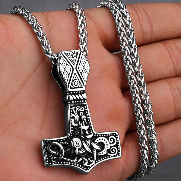 Men's Steel Thor's Hammer Necklace Mjölnir Necklace For Men