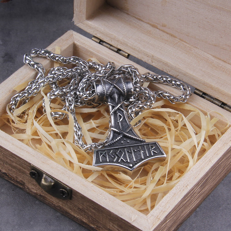 Hammer of Thor Runic Viking Necklace - Mjolnir - Viking Jewelry - Stainless Steel