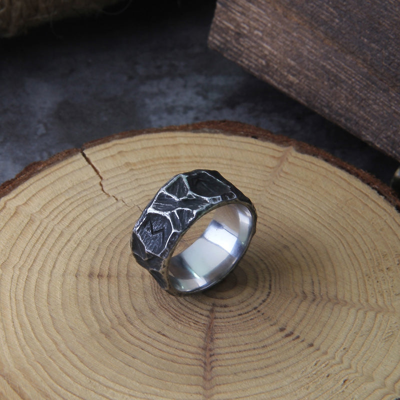 Odins Rune Rustic Viking Ring - Mens Viking Rings- Viking Wedding Bands - Viking Jewelry 