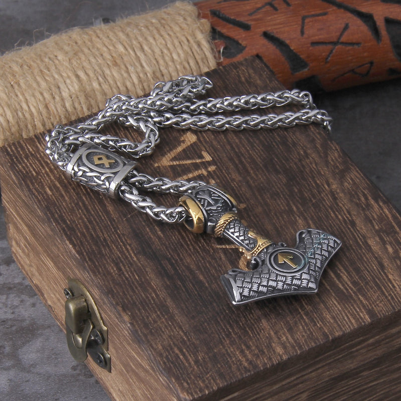 Hammer of Thor Valknut Viking Necklace - Mjolnir - Viking Jewelry - Stainless Steel