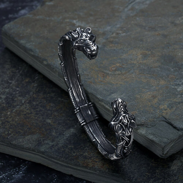 Tiger Viking Bracelet - Viking Arm Ring - Viking Jewelry - Adjustable - Stainless Steel