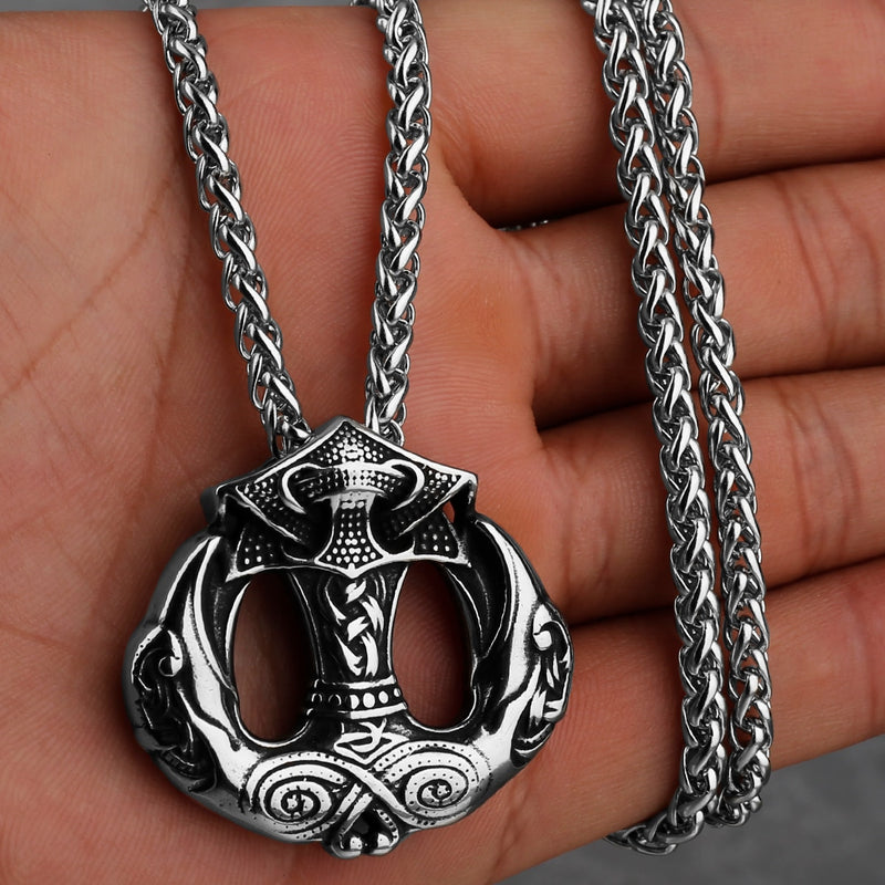 Huginn and Muninn Viking Necklace - Viking Jewelry - Raven Viking Necklace - Stainless Steel 