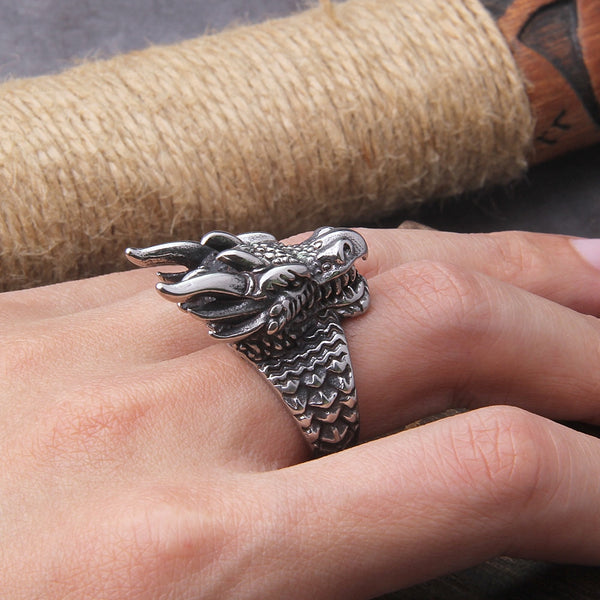 Dragon Viking Ring  - Mens Viking Rings - Viking Jewelry - Stainless Steel