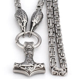 Thors Hammer Necklace - Mjolnir - Raven Viking Necklace - Viking Jewelry