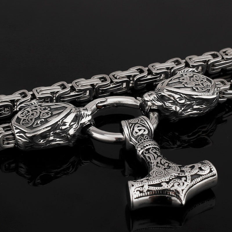 Thors Hammer Necklace - Mjolnir - Fenrir Viking Necklace - Viking Jewelry
