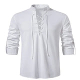 Viking Clothing - Viking Shirt - Viking Clothes - Viking Men's Fashion Cotton Linen Shirt Long Sleeve