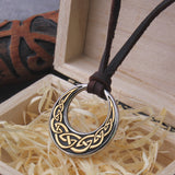 Round Celtic Knot Viking Necklace - Leather Cord Viking Necklace - Viking Jewelry - Stainless Steel