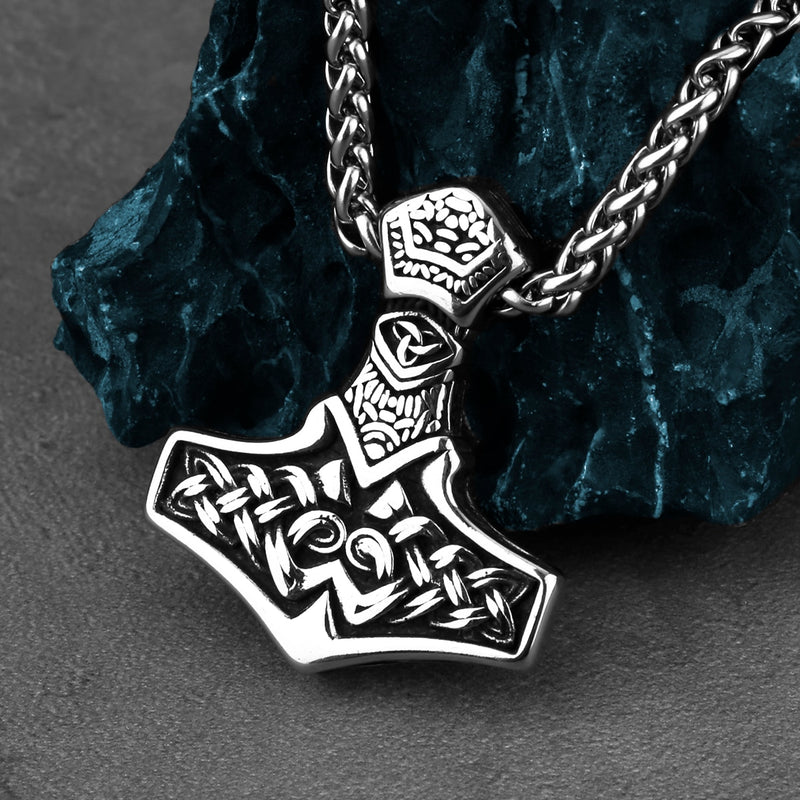 Viking Mjolnir Pendant, Thor Hammer Necklace with Valknut and Tiwaz | The  Norse Wind – TheNorseWind