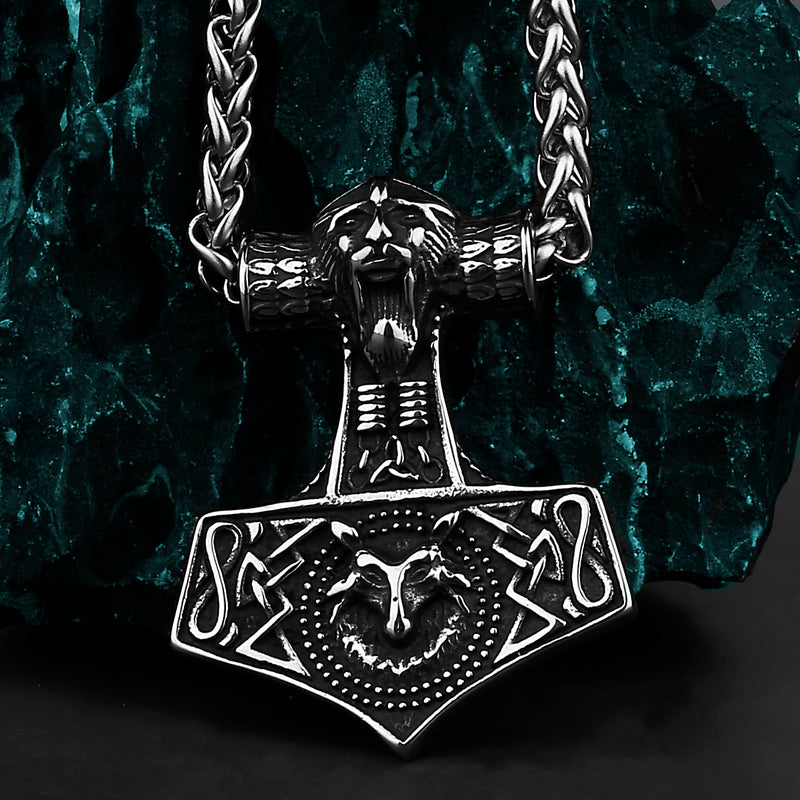 Thor hammer necklace with raven, Stainless steel by BDSart on DeviantArt